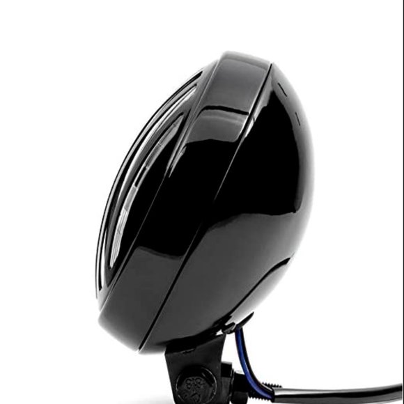 6" Black Motorcycle Headlight with Grill High Low Beam Headlamp Bottom Mount - Picture 3 of 5